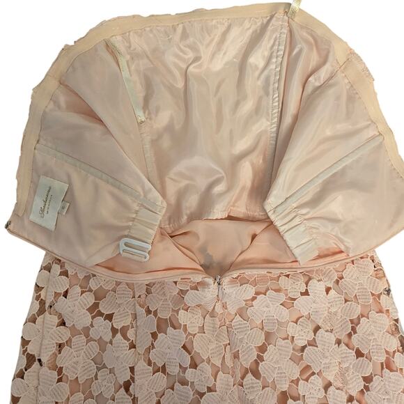 Shoshanna Blush Pink Lace Franklin Midi Dress Strapless Cocktail Formal Gown 6 - Picture 4 of 8